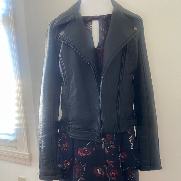 Faux Leather Zip Waist Length Jacket by Guess - Black S - Picture 3 of 7